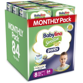 Babylino Pants Cotton Soft Unisex No8 Extra Extra Large Plus 15-25kg Monthly Pack, (14x6), 84 τεμ