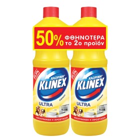 Klinex Ultra Lemon, Χλωρίνη Παχύρευστη 2x1250ml (Tο 2o -50%)