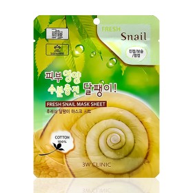 3W Clinic Fresh Snail Mucus Sheet Mask, Αντιρυτιδική, Θρεπτική & Αναπλαστική Μάσκα Προσώπου με Βλεννίνη Σαλιγκαριού για Μείωση Ρυτίδων & Λεπτών Γραμμών, 1τμχ