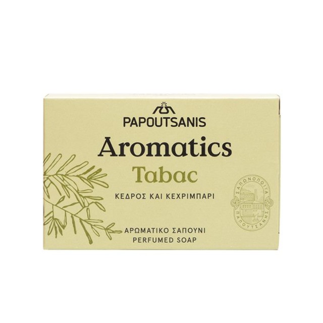 Papoutsanis Aromatics Tabac, Σαπούνι με Άρωμα Κέδρου & Κεχριμπαριού, 100g