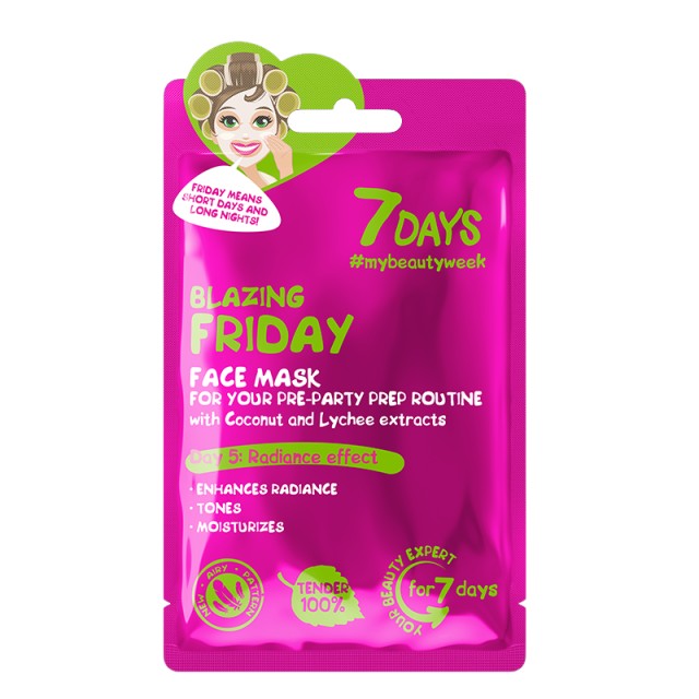 7DAYS Blazing Friday Sheet Mask, Μάσκα Προσώπου για Βαθιά Ενυδάτωση & Λάμψη 28g