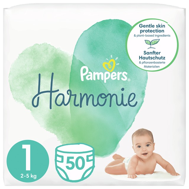 Pampers Harmonie, Βρεφικές Πάνες Νο1 (2kg-5kg), 50τμχ, VALUE PACK