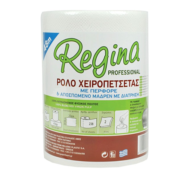 Regina Professional  Ρολό Χειροπετσέτα με περφορέ & αποσπώμενο μαδρέν με διάτρηση, 48m, 416gr