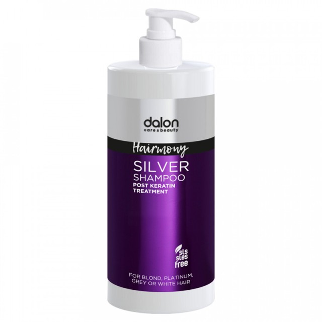 Dalon Hairmony Silver Shampoo SLS/SLES free Post Keratin Treatment, Σαμπουάν για την Εξουδετέρωση των Ανεπιθύμητων Κίτρινων Τόνων Χωρίς Θειϊκά Άλατα Ιδανικό για Μετά από θεραπεία Κερατίνης, 1lt