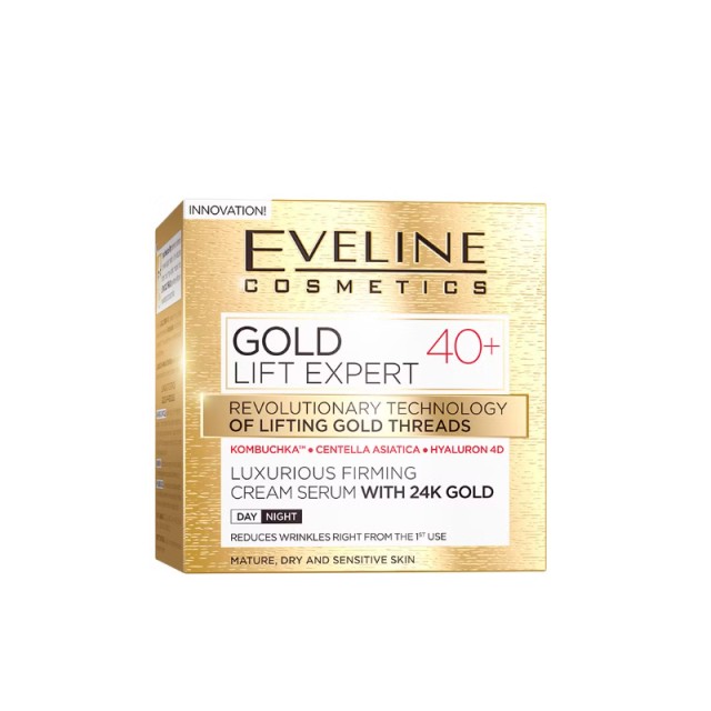 Eveline Gold Lift Expert Firming Day and Night Cream, 40+, Κρέμα Προσώπου Σύσφιξης 24ωρη, 50ml