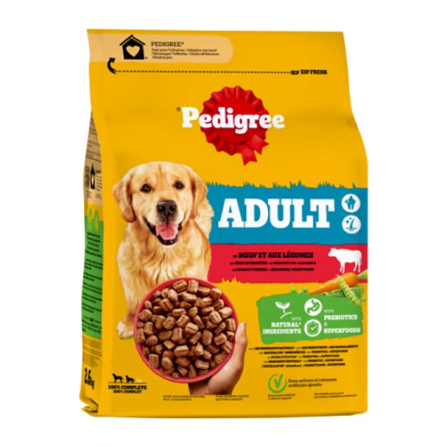 Pedigree Adult Dry Beef & Vegetables, Πλήρης ξηρή τροφή για ενήλικους σκύλους Μοσχάρι και Λαχανικά, 3kg