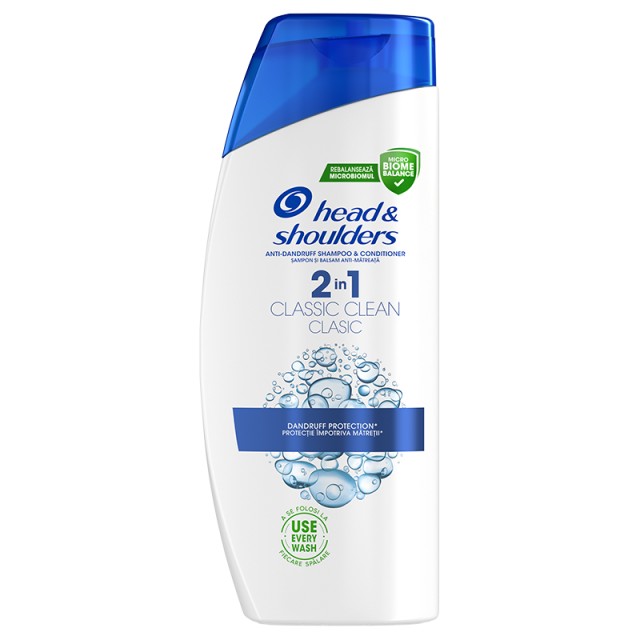 Head & Shoulders Classic Clean 2σε1 Αντιπιτυριδικό Σαμπουάν & Conditioner Έως και 100% Μαλλιά χωρίς Πιτυρίδα, 330ml