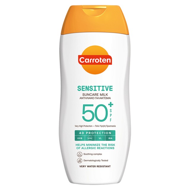 Carroten Sensitive Suncare Milk SPF50+, Αντηλιακό Γαλάκτωμα Σώματος Πολύ Υψηλής Προστασίας 200ml