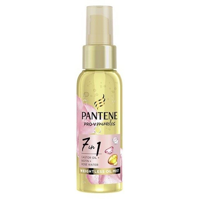 Pantene Pro-V Milacles Weightless hair oil with biotin and rose water that strengthens weak hair against damage from styling, Έλαιο σε Μορφή Σπρέι με Καστορέλαιο, Βιοτίνη & Ροδόνερο, 100ml