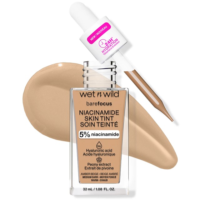 Wet n Wild Bare Focus Niacinamide Skin Tint Amber Beige, 32ml