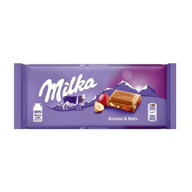 Milka Σοκολάτα Γάλακτος Raisins & Nuts, 100gr