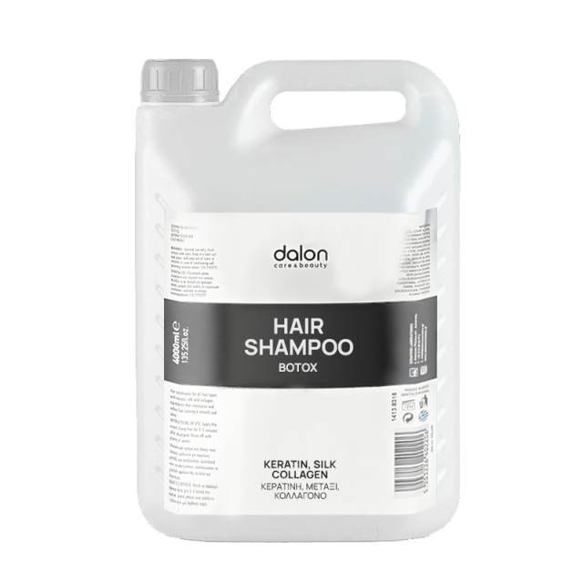 Dalon Botox Shampoo, Σαμπουάν με Πρωτεΐνες Κερατίνης, Μεταξιού & Κολλαγόνου για Ταλαιπωρημένα Μαλλιά, 4lt