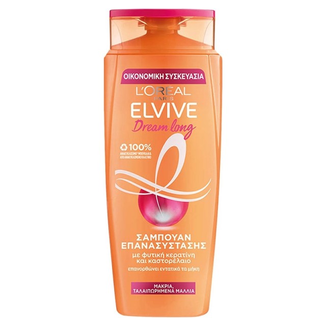 Elvive Dream Long Shampoo, Σαμπουάν Επανασύστασης με Φυτική Κερατίνη & Καστορέλαιο για Μακριά & Ταλαιπωρημένα Μαλλιά, 700ml