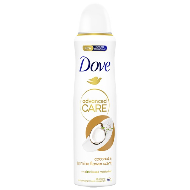 Dove Advanced Care 72h Coconut & Jasmine Flower Scent, Αποσμητικό 72ωρης Αντιιδρωτικής Προστασίας με Άρωμα Καρύδας & Γιασεμιού, 150ml