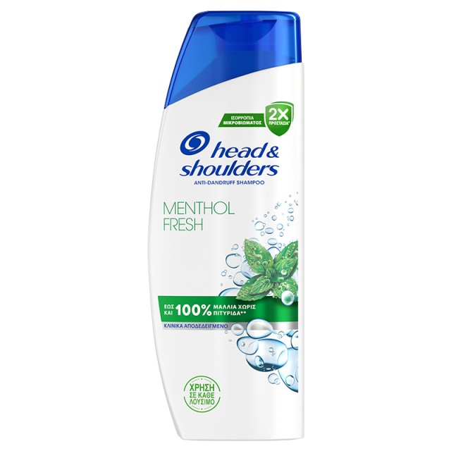 Head & Shoulders Menthol Fresh Αντιπιτυριδικό Σαμπουάν Έως και 100% Μαλλιά χωρίς Πιτυρίδα, 330 ml