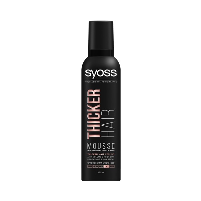 Syoss Thicker Hair Mousse, Αφρός για Πλούσια Μαλλιά με Όγκο, 250ml