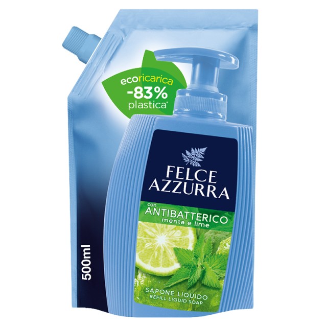 Felce Azzurra Antibacterial Mint & Lime, Ανταλλακτικό Κρεμοσάπουνο 500ml