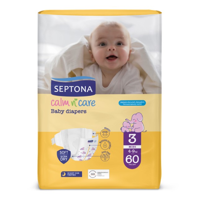 Septona Calm N Care Πάνες Midi No 3 (4-9Kg) 60τμχ