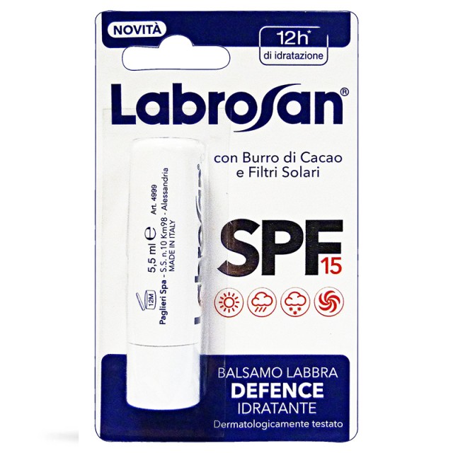 Labrosan Defence SPF15 Moisturizing Lip Balm 12h, Ενυδατικό & Προστατευτικό Lip Balm, 5.5ml