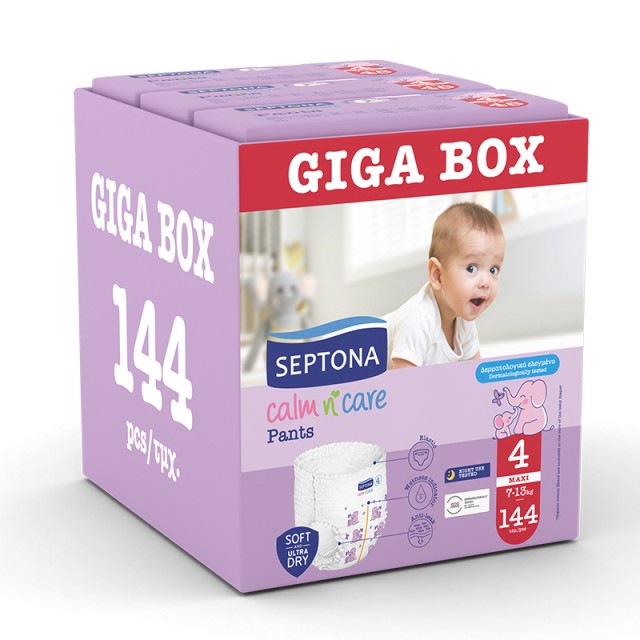 Septona Calm N Care Πάνες-Βρακάκια Maxi No 4 (7-13Kg) 144τμχ (3x48τμχ) GIGA BOX