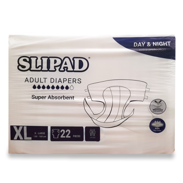 SLIPAD Day & Night Unisex, Ανοικτή Πάνα Ακράτειας Ενηλίκων, Νο X-Large, 22τεμ