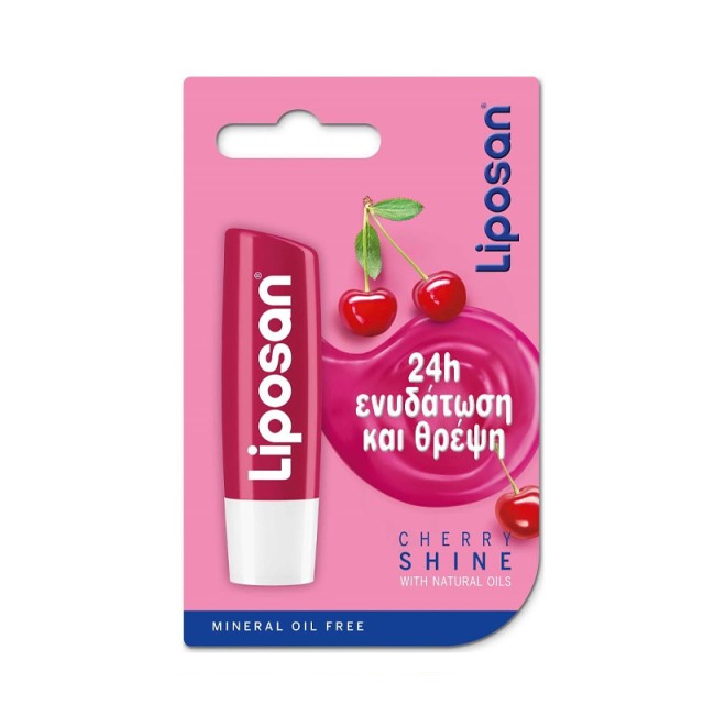 Liposan Cherry Shine Lip Balm, Περιποιητικό Βάλσαμο Χειλιών με Χρώμα για Ενυδάτωση & Θρέψη, 4.8gr