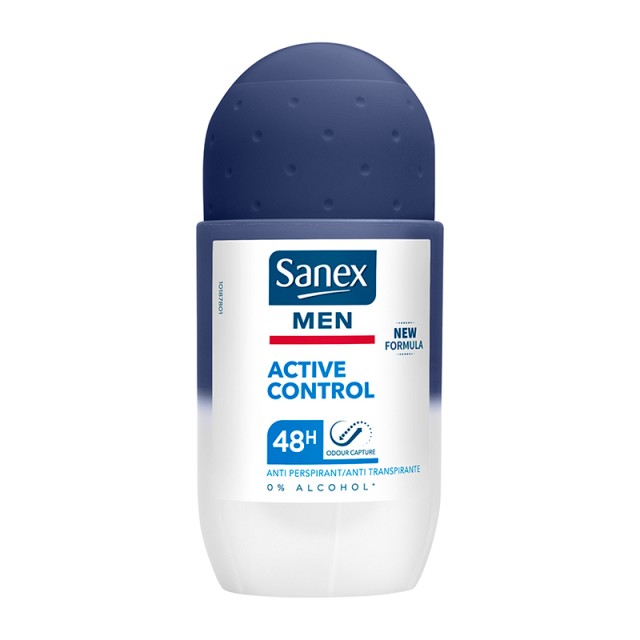 Sanex Deo Roll-on Men Active Control 48h,  Ανδρικό Aποσμητικό Roll-on, 50ml