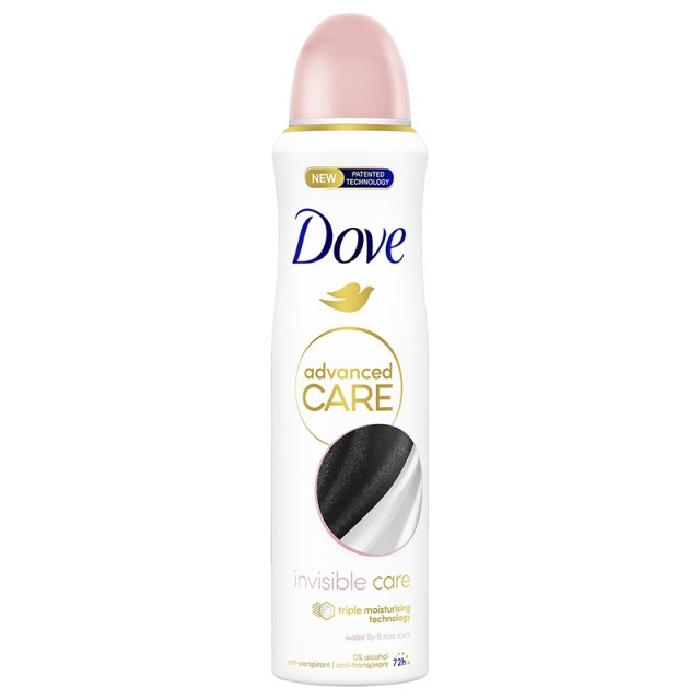 Dove Advanced Care 72h Invisible Care, Αποσμητικό 72ωρης Αντιιδρωτικής Προστασίας με Διακριτικό Άρωμα Λουλουδιών, 150ml