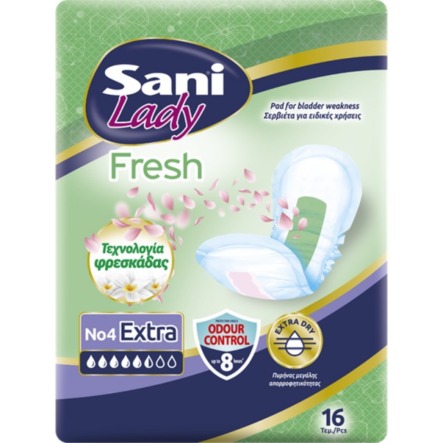 Sani Lady Fresh Σερβιέτες Ακράτειας  Νο4, 16τμχ