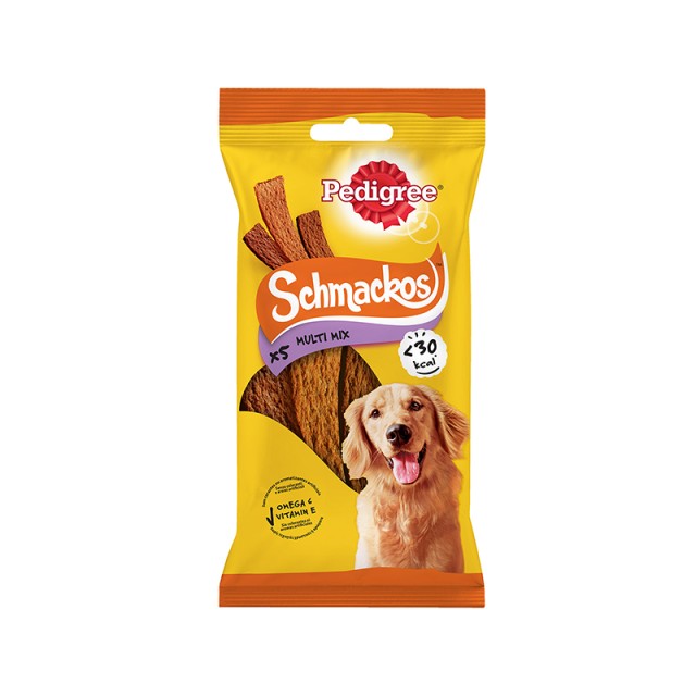 Pedigree schmackos sticks multi mix, Συμπληρωματική Tροφή με Tρυφερές Λιχουδιές σε Γεύσεις Μοσχάρι, Αρνάκι & Πουλερικά για Σκύλους Άνω των 4 Μηνών, 5τεμ, 36gr