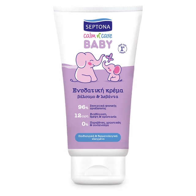 Septona Calm n Care Baby, Ενυδατική Κρέμα Βαλσαμο & Λεβάντα 150ml