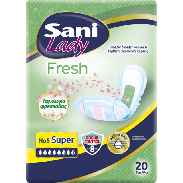 Sani Lady Fresh Σερβιέτες Ακράτειας Nο5, 20τμχ