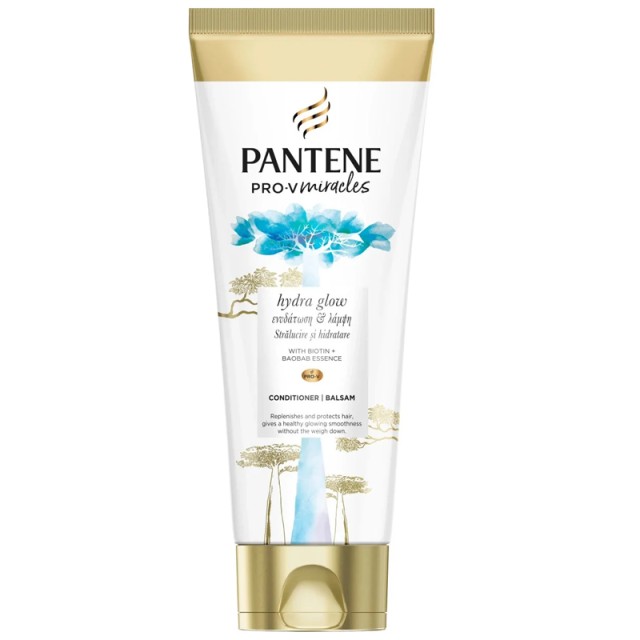 Pantene Pro-V Miracles Conditioner Balsam Hydra Glow, Μαλακτική Κρέμα Μαλλιών με Βιοτίνη & Προβιταμίνη Β5 για Βαθιά Ενυδάτωση, 220ml