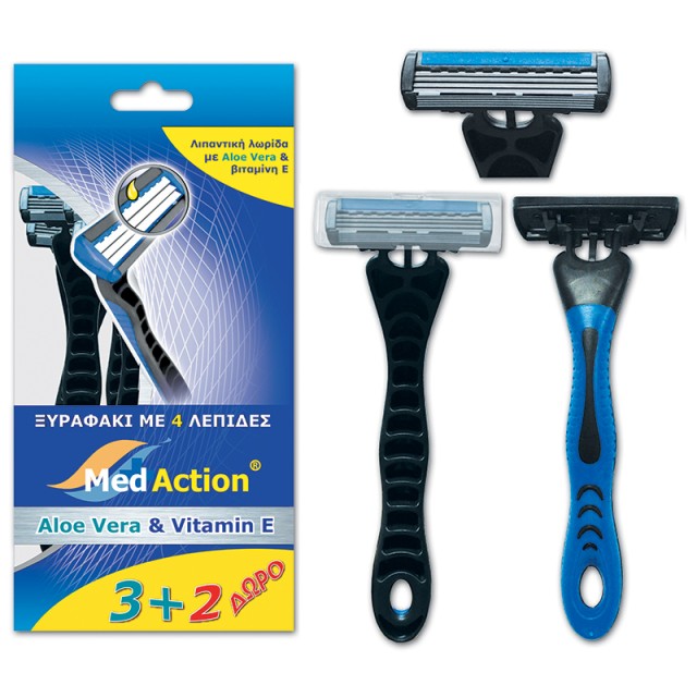 Ξυραφάκια Medaction BLUE Μπλε 3+2δώρο 4λέπιδα