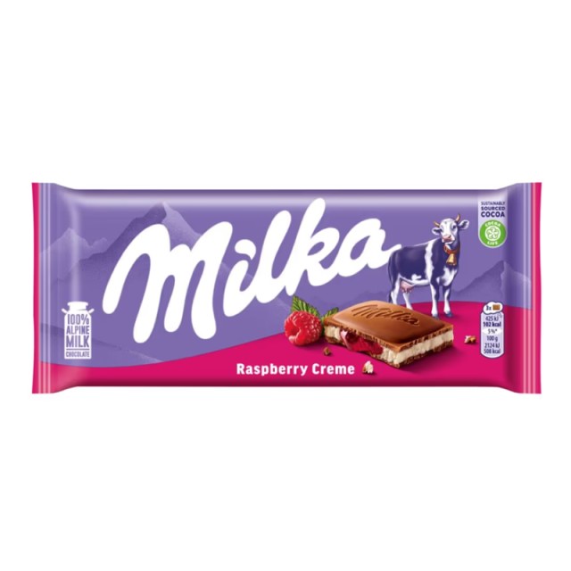 Milka Σοκολάτα Γάλακτος Raspberry Cream, 100gr