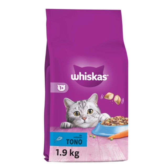 Whiskas Adult, Πλήρης Ξηρά Τροφή για Γάτες Κροκέτες με Τόνο, 1.9kg