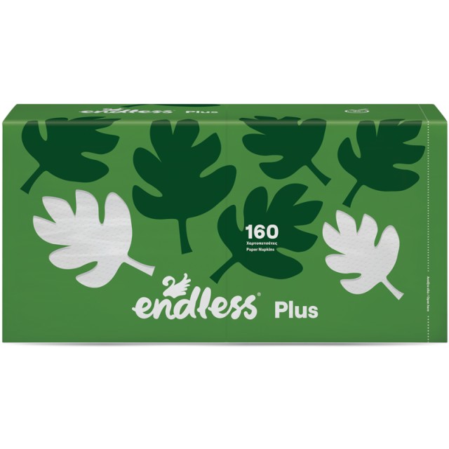 Endless Plus Χαρτοπετσέτες Λευκές 30x30cm, 2packs, 160φ