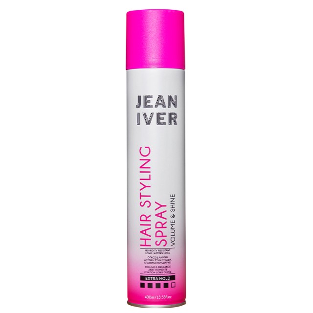 Jean Iver Professional Hair Spray Extra Hold Shine & Volume, Λακ Μαλλιών για Πολύ Δυνατό Κράτημα (400+100ml) 500ml