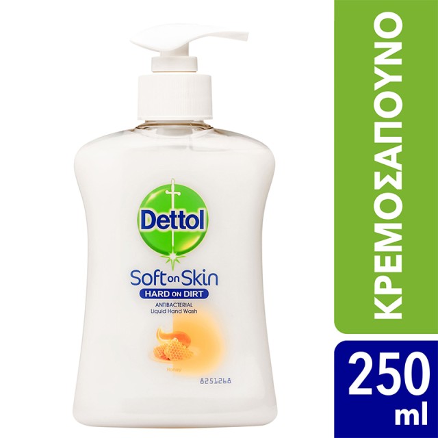 Dettol Liquid Soap Honey, Αντιβακτηριδιακό Υγρό Κρεμοσάπουνο με Μέλι για Προστασία & Θρέψη 250ml