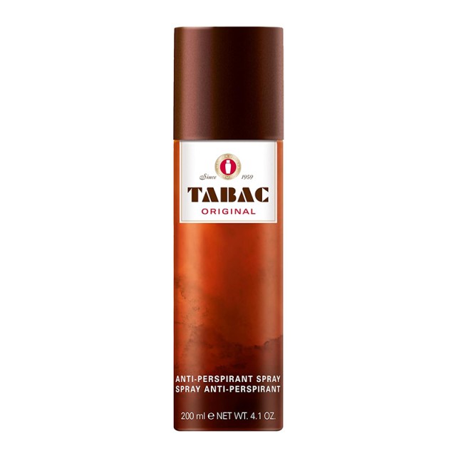 Tabac Original Anti-perspirant Spray, Ανδρικό Aντιιδρωτικό Xωρίς Aλκοόλ για 24ωρη Προστασία από την Εφίδρωση, 200ml