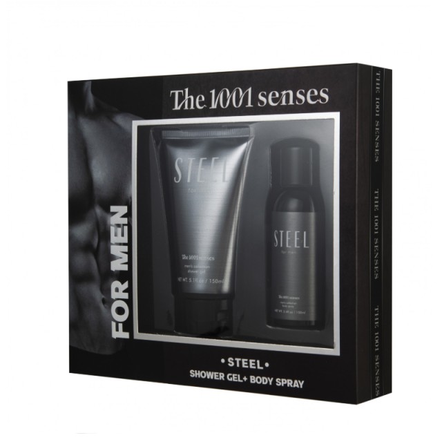 1001 Senses Gift For Him Steel Shower Gel 150ml and Body Spray 100ml