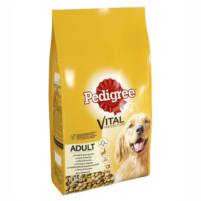 Pedigree Adult Dry Food Chicken & Vegetables, Πλήρης Ξηρά Τροφή για Ενήλικες Σκύλους Κοτόπουλο & Λαχανικά, 10kg