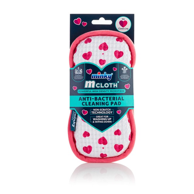 Minky Cloth Anti-Bacterial Cleaning Pad - Hearts, Πανί Καθαρισμού Διπλής Όψης, Αντιβακτηριακό