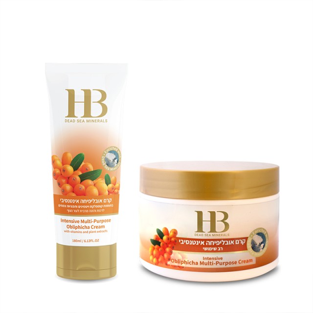 H.B. Intensive Obliphicha Multi Purpose Cream, Ενισχυμένη Πολυλειτουργική Κρέμα Σώματος με Obliphicha, Λάδι Λεβάντας, Αλόη, Λάδι Καρότου, Βιταμίνες & Μεταλλικά Στοιχεία της Νεκράς Θάλασσας, 350ml