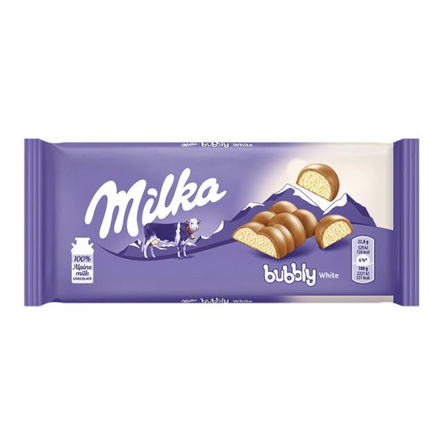 Milka Σοκολάτα Γάλακτος Buble White Alpine, 100gr