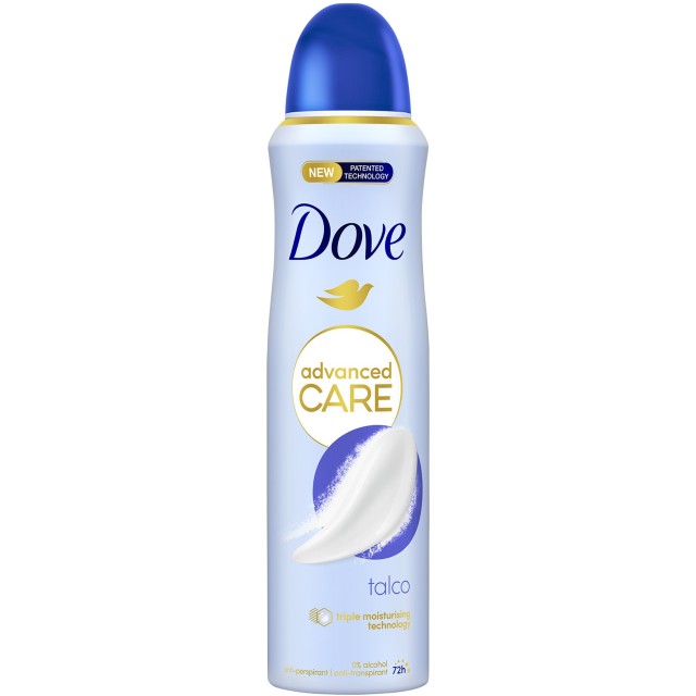 Dove Advanced Care 72h Talco, Αποσμητικό 72ωρης Αντιιδρωτικής Προστασίας με Άρωμα Πούδρας για Φρεσκάδα & Χαλάρωση, 150ml