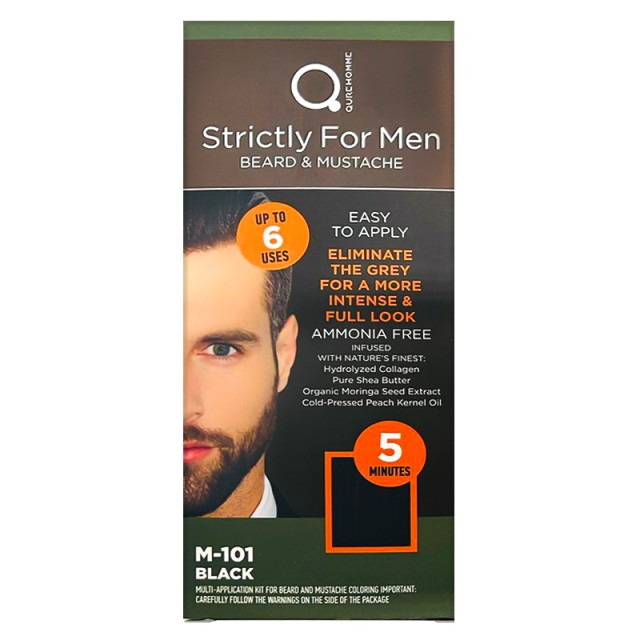 Qure Homme Strictly For Men Beard & Mustache, Ανδρική Βαφή για Γένια Χωρίς Αμμωνία 50ml (M-101 Black)