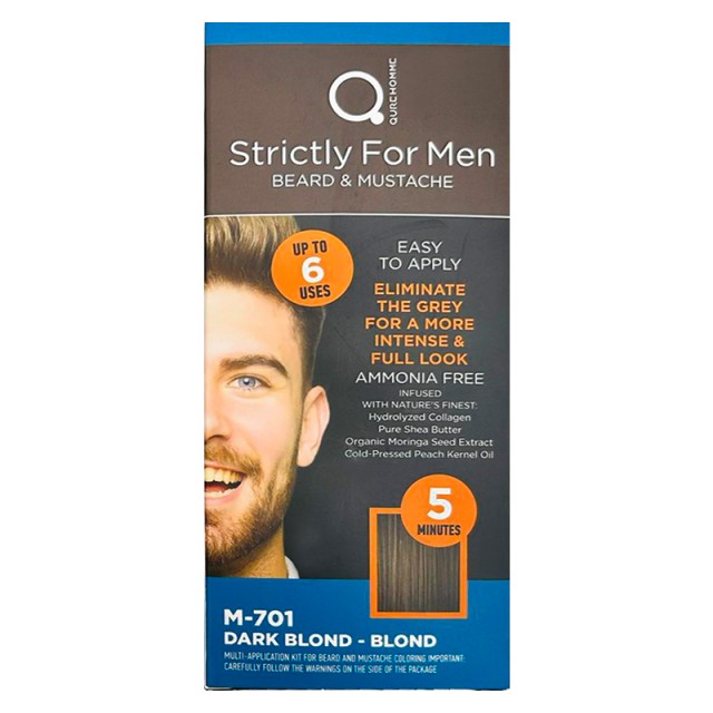 Qure Homme Strictly For Men Beard & Mustache, Ανδρική Βαφή για Γένια Χωρίς Αμμωνία 50ml (M-701 Dark Blond - Blond)