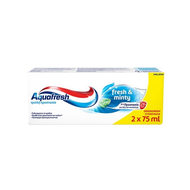 Aquafresh Oδοντόκρεμα Triple Protection Fresh & Minty 2x75ml