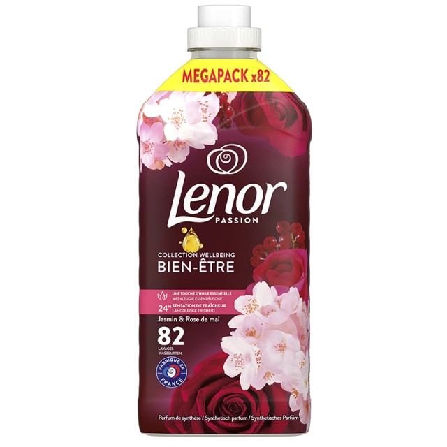 Lenor Passion Jasmine & Rose, Μαλακτικό Ρούχων,  82 μεζούρες, 1722 ml